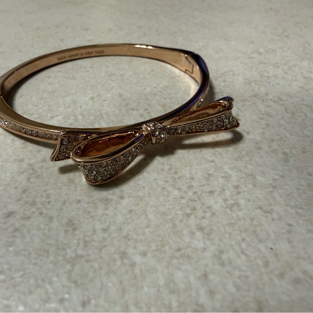 Kate Spade Rose Gold Bow Bracelet with Crystals